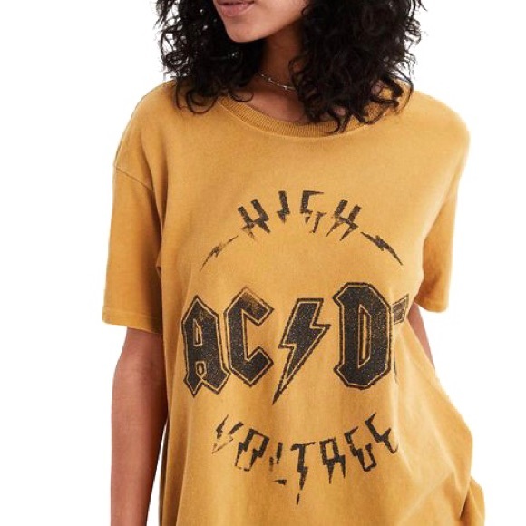 American Eagle Outfitters Tops - AC/DC Yellow High Voltage Short Sleeve Band Tee